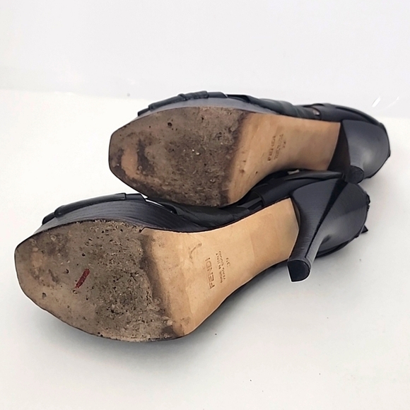 Fendi Zucca FF Logo OLIVE GREEN/BLACK Lambskin Leather Platform Bootie Sz EU 39 - Picture 10 of 12